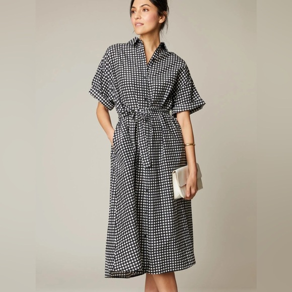 Tucker Pink and Purple Gingham button down tie waist Midi Dress- XS - Picture 1 of 4